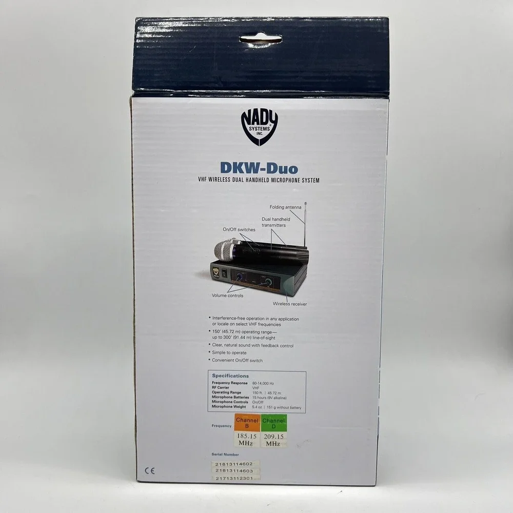 Nady Dkwduo Dual Wireless System W/ 2 Handheld Microphones‎ & Transmitter